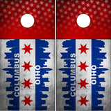 Columbus Ohio Grunge Flag UV Direct Print Cornhole Tops