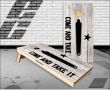 Come and Take It Cannon White Wash Wood Cornhole Boards
