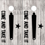 Come and Take It Cannon White Wash Wood Cornhole Wrap
