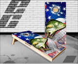 Crappie Fish American Flag Cornhole Boards