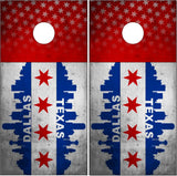 Dallas Texas Grunge Flag Cornhole Wrap