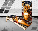 Deer Buck Head Flag Camo Cornhole Boards
