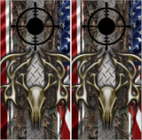 Deer Buck Skull Diamond Plate Camo Cornhole Wrap