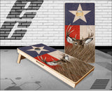 Deer Buck Texas Flag Grass Cornhole Boards