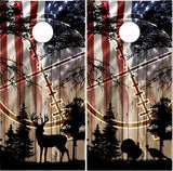 Deer Buck Turkey Hunting Flag Wood UV Direct Print Cornhole Tops