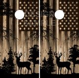 Deer Buck Wood Flag Cornhole Tops