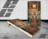 Deer Skull Camo Wood Vines Cornhole Boards