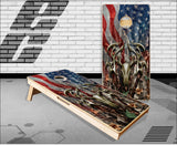 Deer Skull Wood Flag Camo Cornhole Boards
