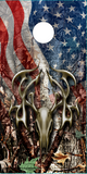 Deer Skull Wood Flag Camo Cornhole Wrap