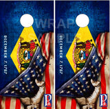 Delaware Flag Pull Cornhole Tops