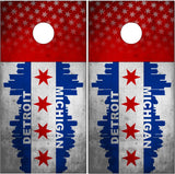 Detroit Michigan Grunge Flag Cornhole Wrap