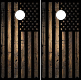 Distressed Burnt Wood Flag Cornhole Wrap