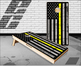 Distressed Yellow Line Cornhole Boards