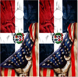 Dominican Flag Pull UV Direct Print Cornhole Tops