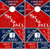 Drinking Game Waterfall Red White Blue Cornhole Wrap