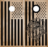 Eagle Head Flag Wood Cornhole Wrap
