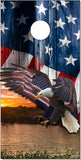 Eagle Wood Lake Sunset UV Direct Print Cornhole Tops