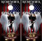 Fallen Heroes Flag Patriotic UV Direct Print Cornhole Tops
