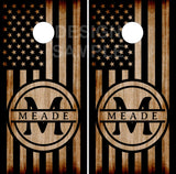 Family Name Burnt Wood UV Direct Print Cornhole Tops