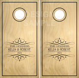 Family Name Elegant Wood UV Direct Print Cornhole Tops