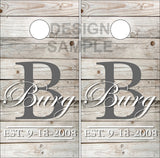 Family Name White Wash Wood UV Direct Print Cornhole Tops