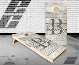 Family Name White Wash Wood Cornhole Boards