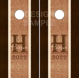 Family Name Wood Stripe Cornhole Wrap