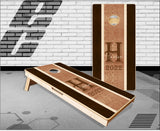 Family Name Wood Stripe Cornhole Boards