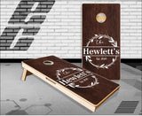 Family Name Wreath Dark Wood Cornhole Boards