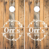 Family Name Wreath Wood Cornhole Wrap