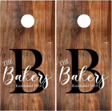 Family Names Aged Wood Cornhole Wrap