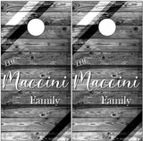 Family White Wood Stripes UV Direct Print Cornhole Tops