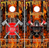Firefighter First In Devil Walk Moody UV Direct Print Cornhole Tops
