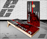 Fire Fighter Red Flag Cornhole Boards