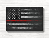 Firefighter Distressed Red Thin Line Flag Wood Print