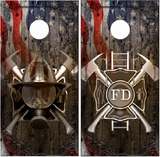 Firefighter Ghost Cross Mask Flag Wood UV Direct Print Cornhole Tops