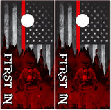 Firefighter Red Line Flag Cornhole Wrap