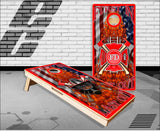 First in Last out flames Cornhole Boards