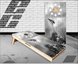 Flag Raise Of Iwa Jima Wood Cornhole Boards