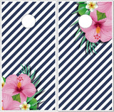 Flower Stripes Cornhole Wrap