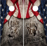 Frenchie German Shephard Flag Cornhole Wrap