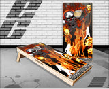 Gear Head Skull Flames Cornhole Boards