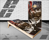 Ghost Bass Fishing Flag Wood Cornhole Boards