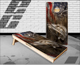 Ghost Catfish Fishing Flag Wood Cornhole Boards