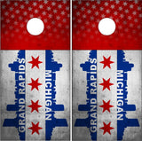 Grand Rapids Michigan Grunge Flag Cornhole Wrap