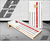 Gray Distressed Police Thin Red Line Cornhole Boards