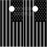Grey Black American Flag Flat Cornhole Wrap