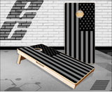 Grey Black Flag Cornhole Boards