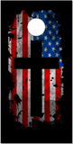 Grunge Flag Cross Cornhole Wrap