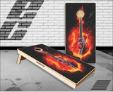 Guitar On Fire Cornhole Boards